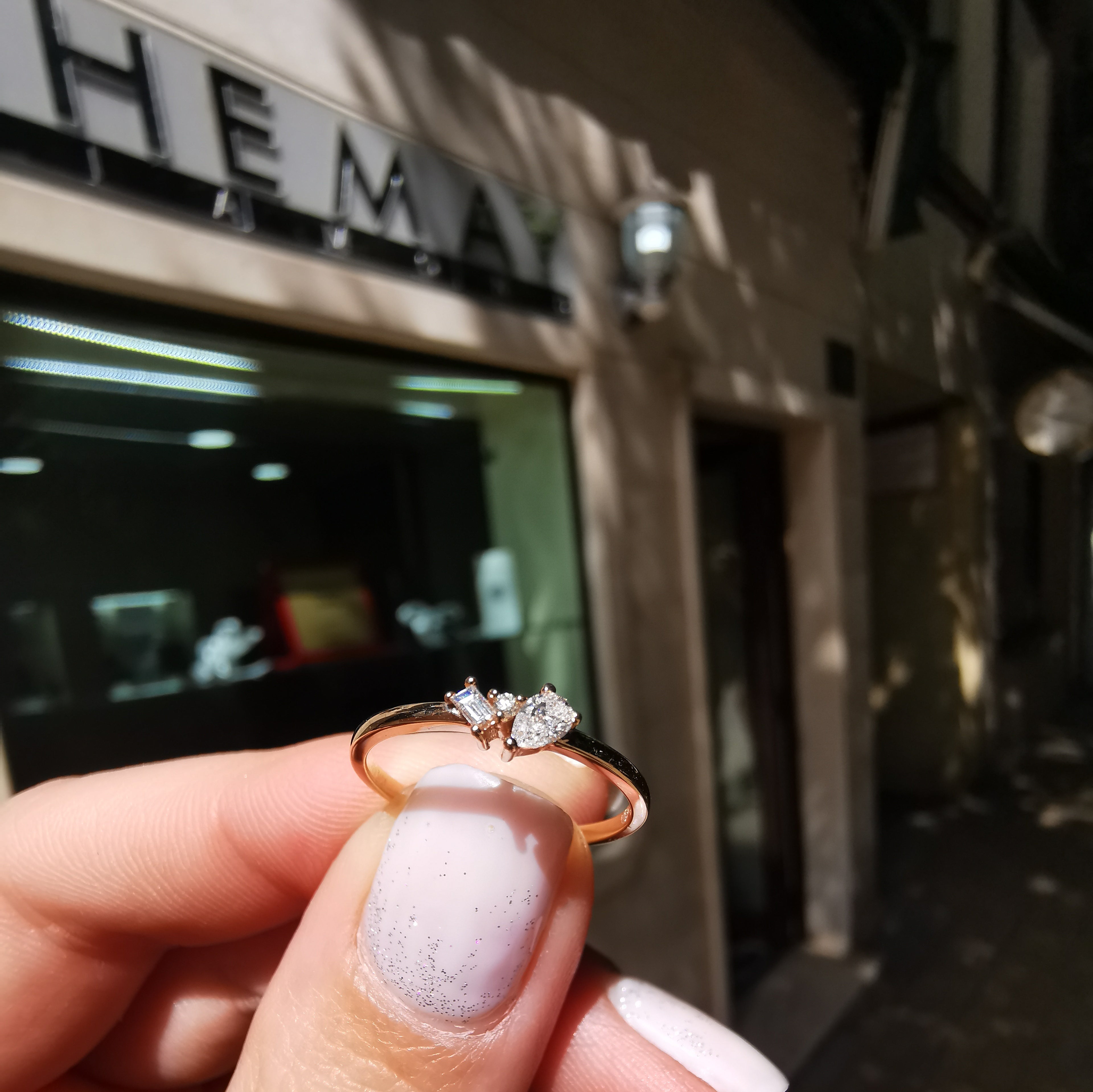 Диамантен пръстен розово злато 0.16 карата